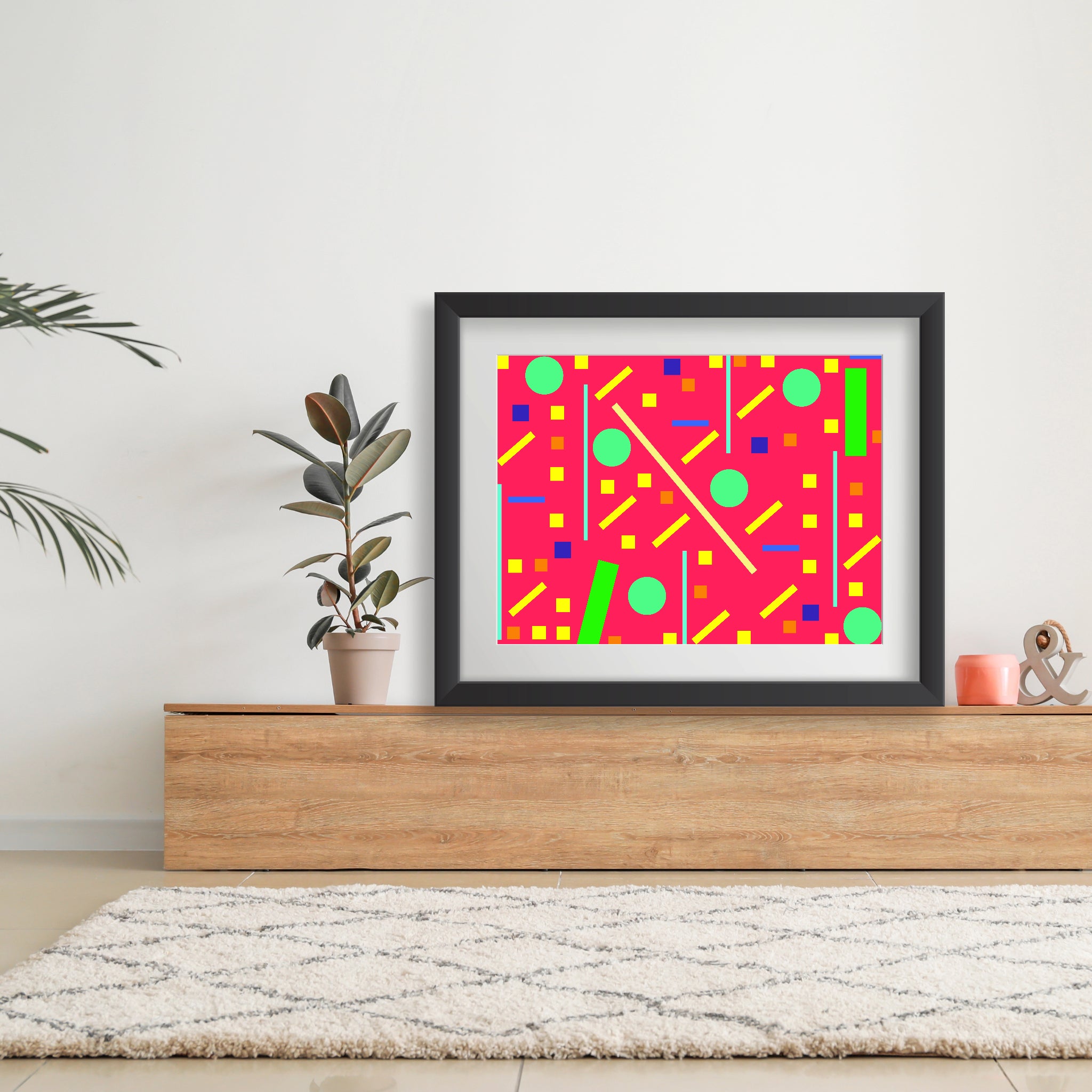 Squares and petite rectangles (pink), Poster