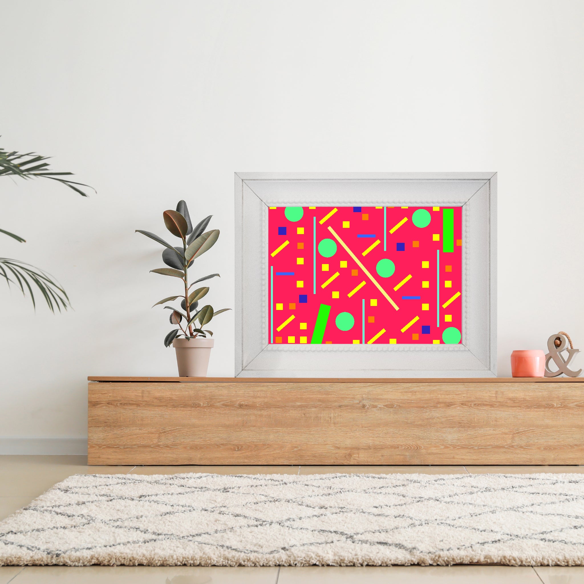 Squares and petite rectangles (pink), Poster