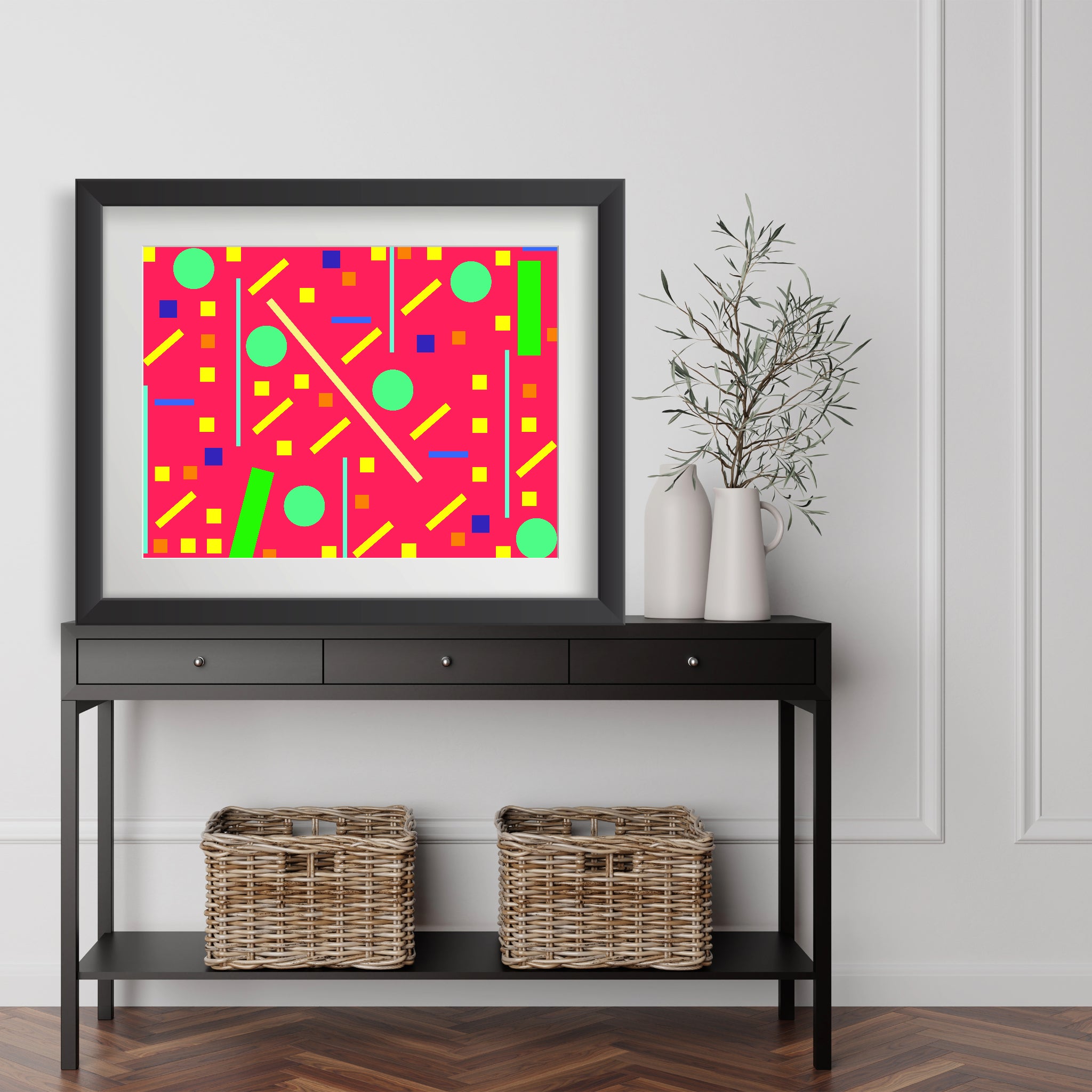 Squares and petite rectangles (pink), Poster