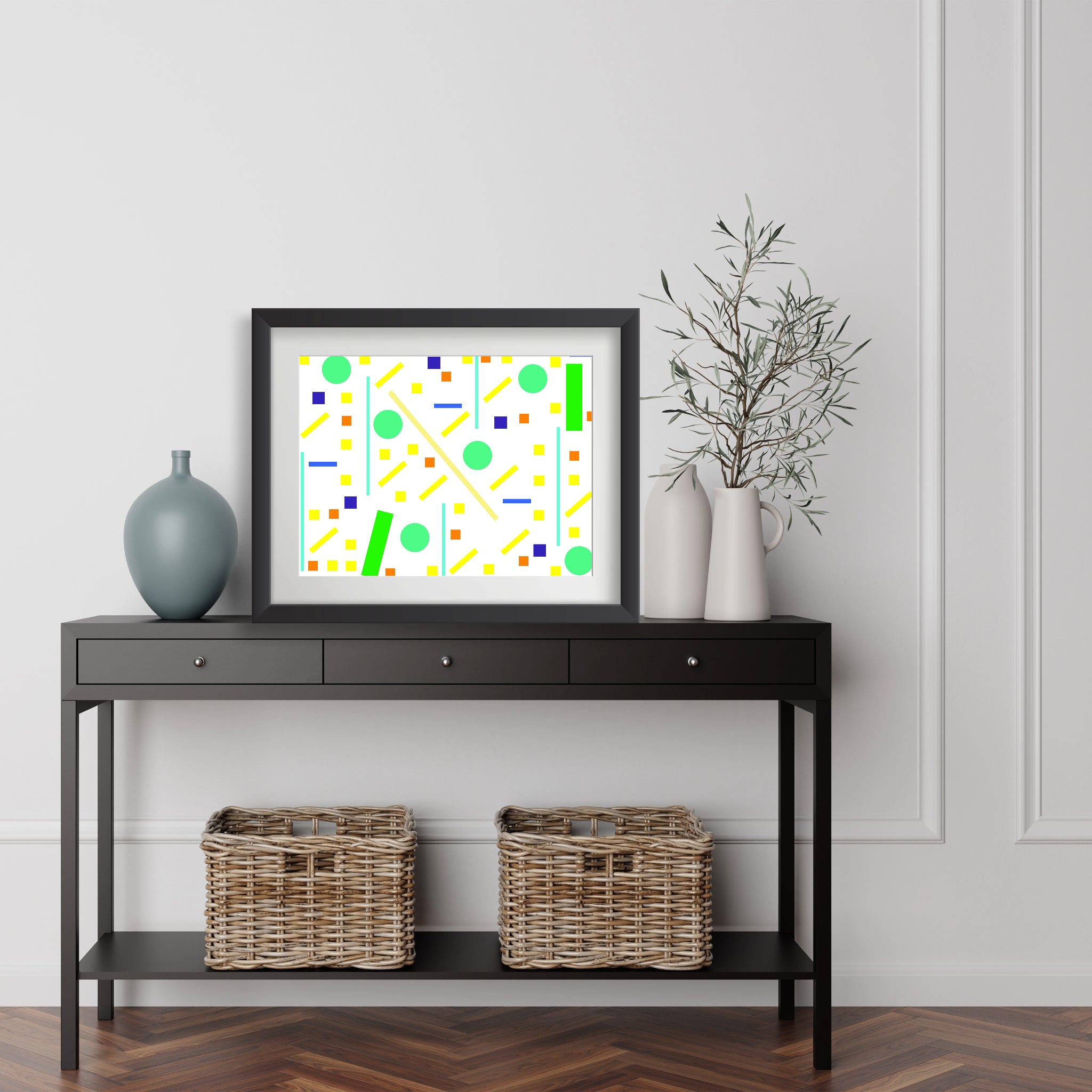 Squares and petite rectangles (white), Poster