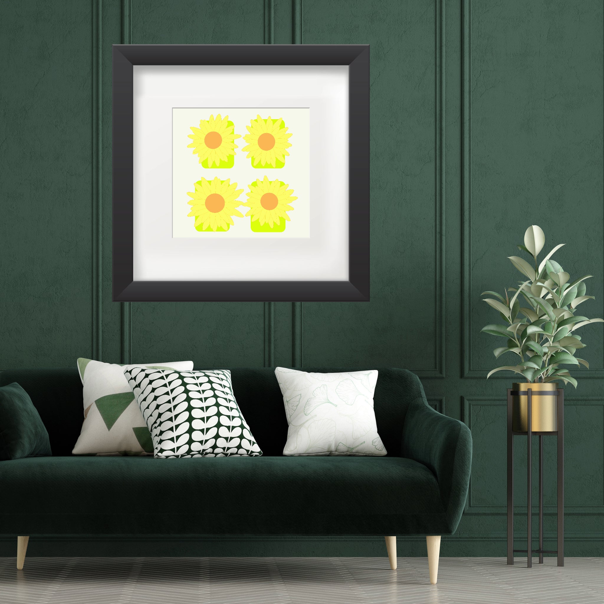 Sunflower Squares Poster