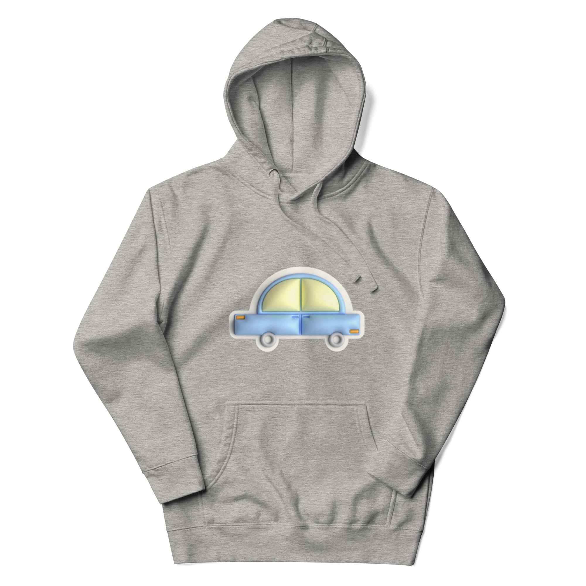 Blue car in yellow Unisex premium hoodie
