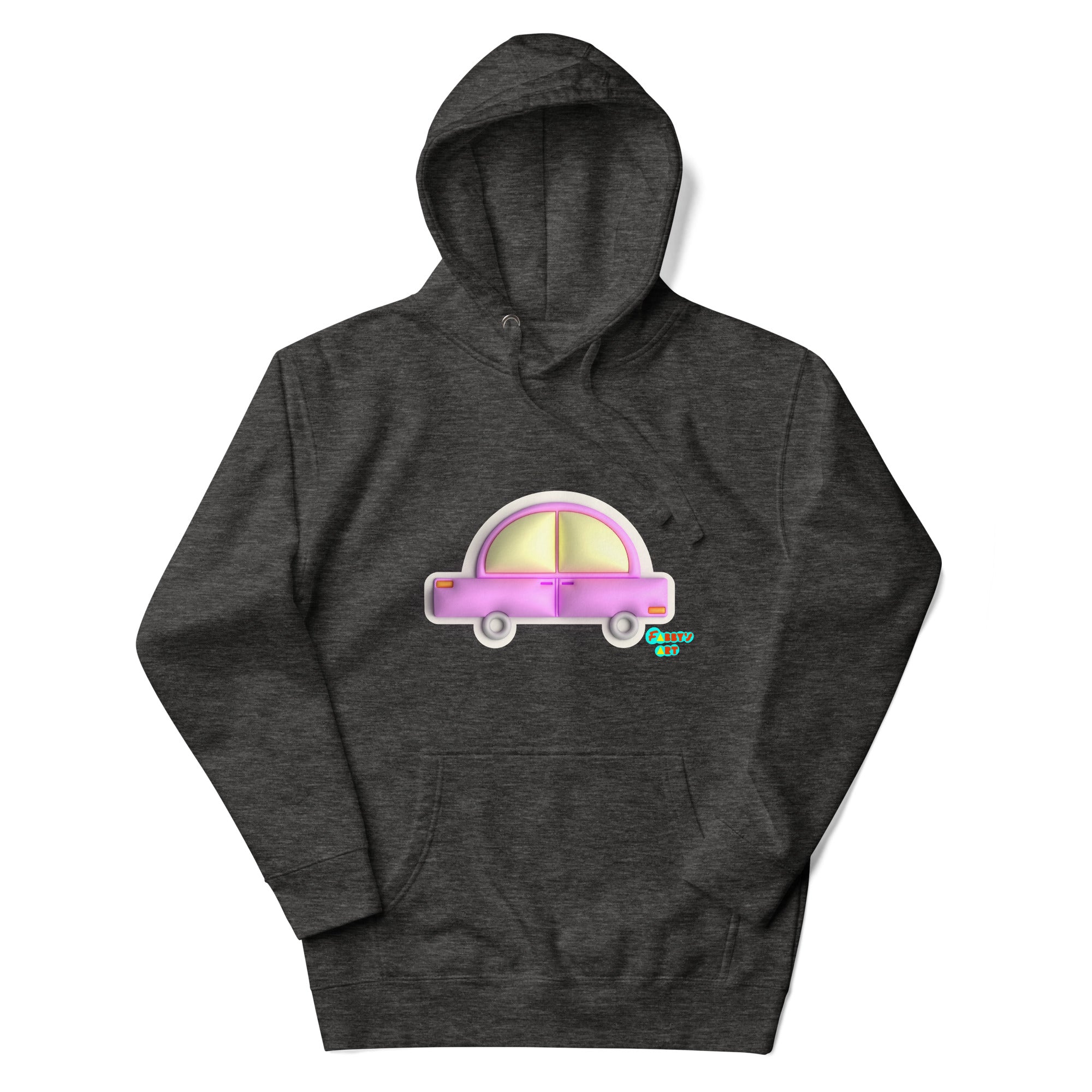 Pink car in yellow Unisex premium hoodie