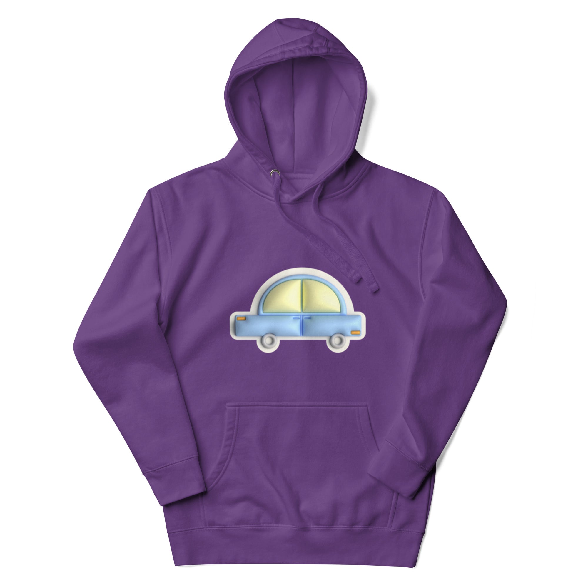 Blue car in yellow Unisex premium hoodie