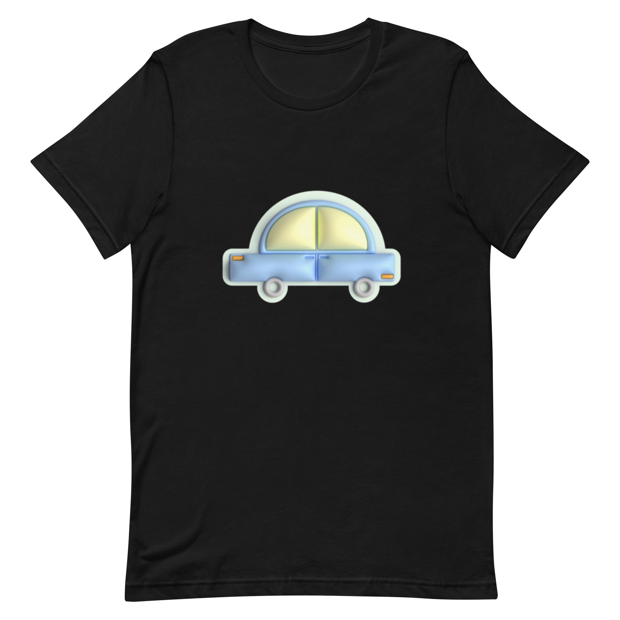 Blue car in green Unisex t-shirt