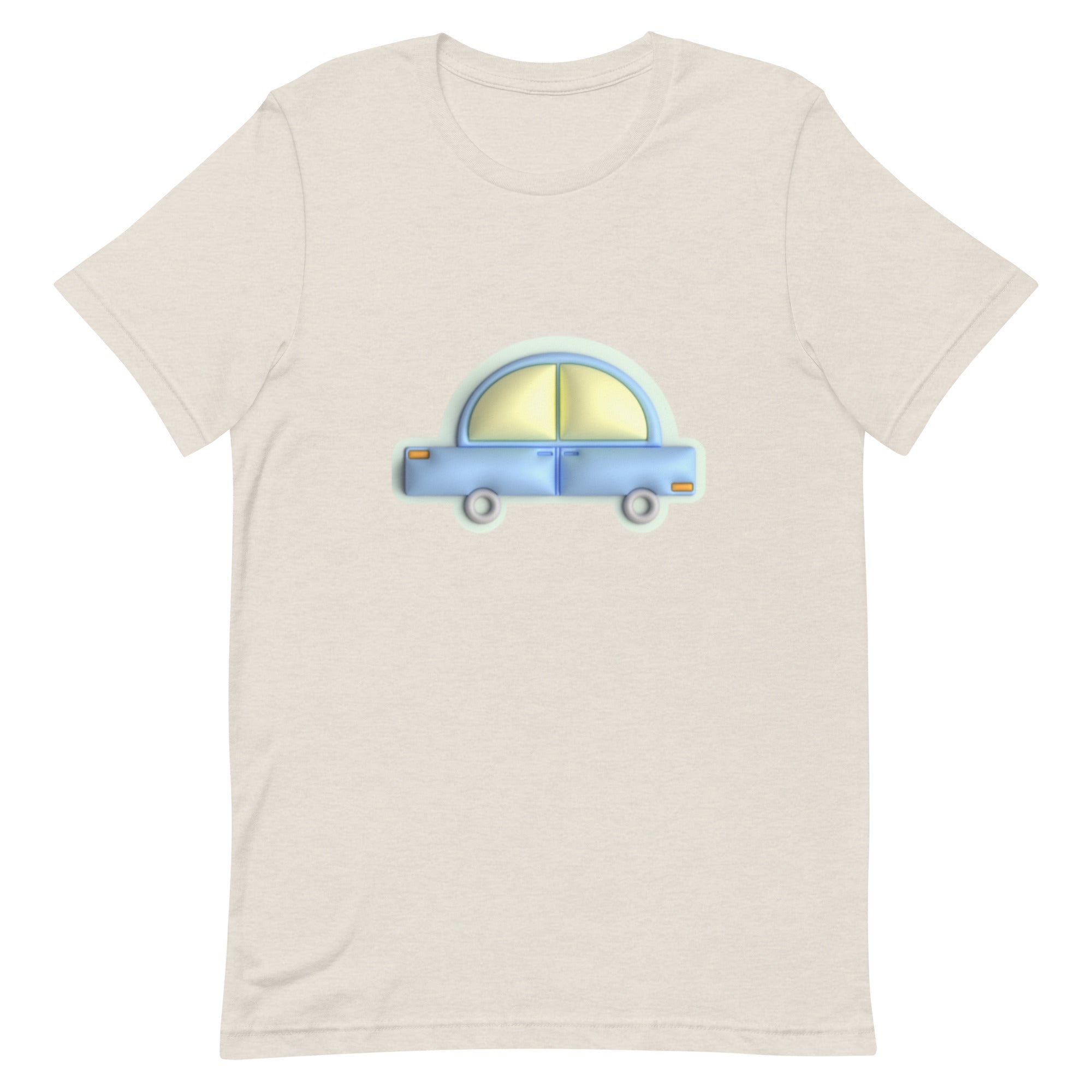 Blue car in green Unisex t-shirt