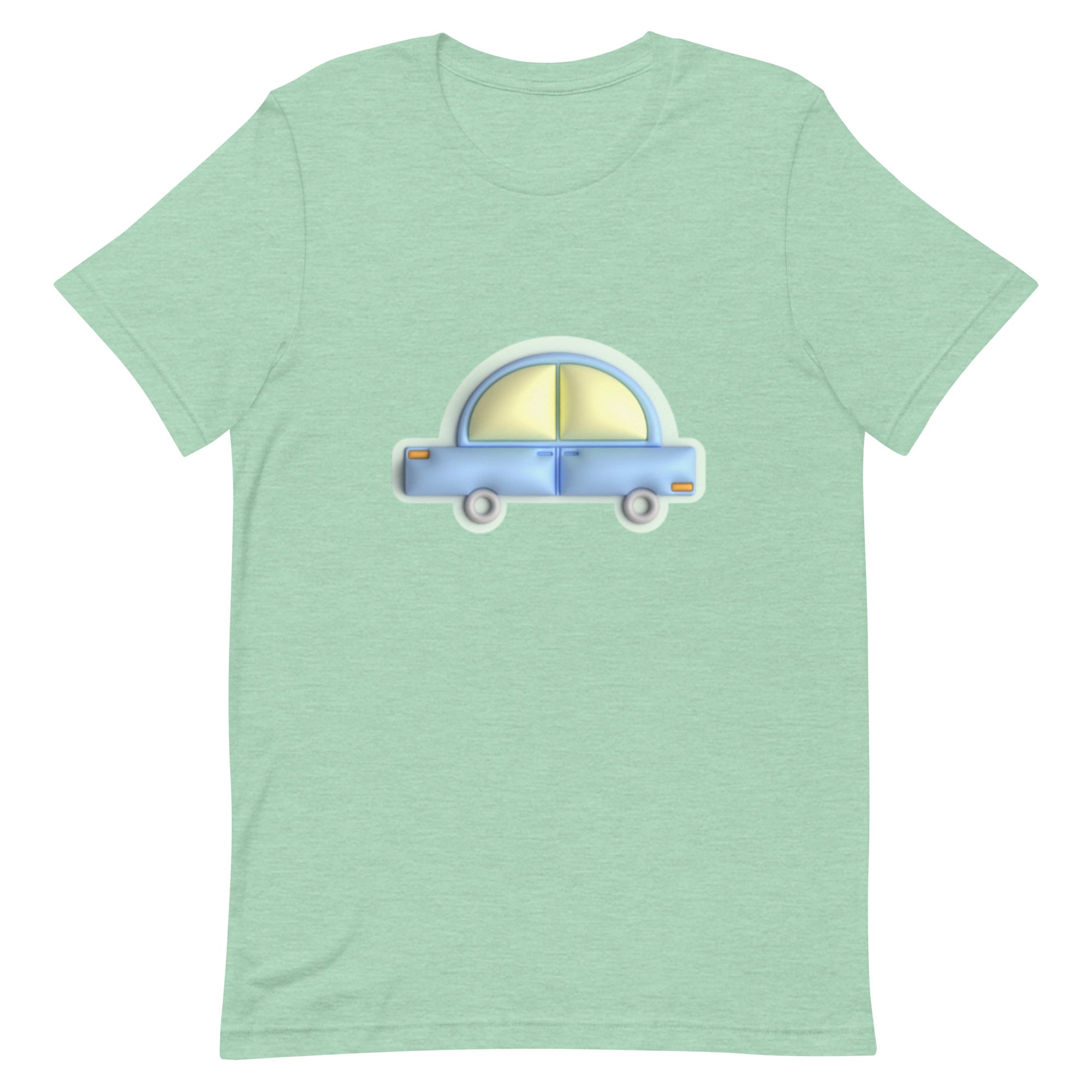 Blue car in green Unisex t-shirt