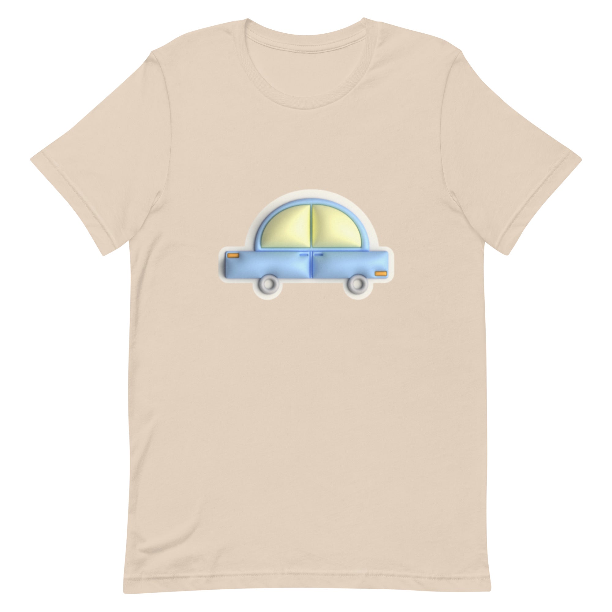 Blue car in yellow Unisex t-shirt