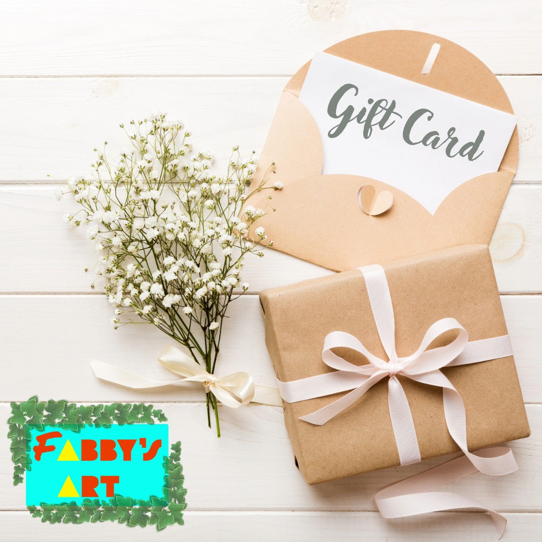 Gift card envelop and a gift box for Fabbys Art