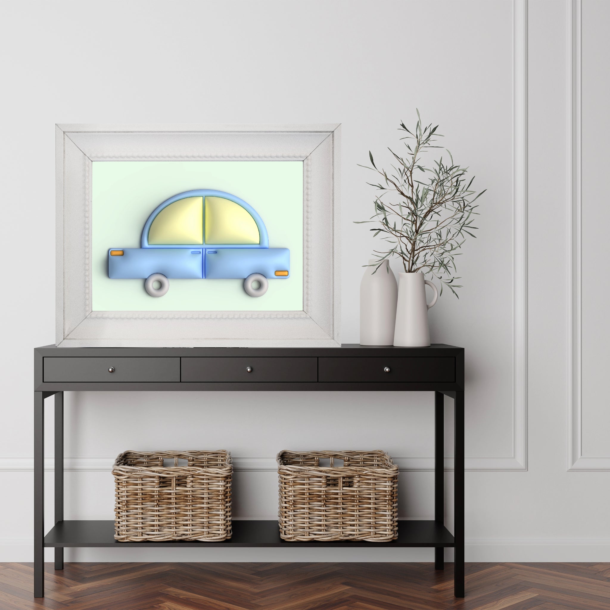 Blue car in green Poster
