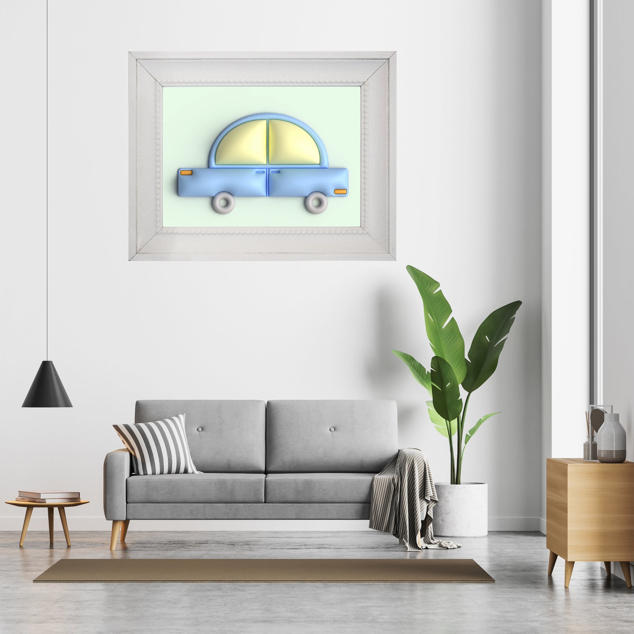 Blue car in green Poster