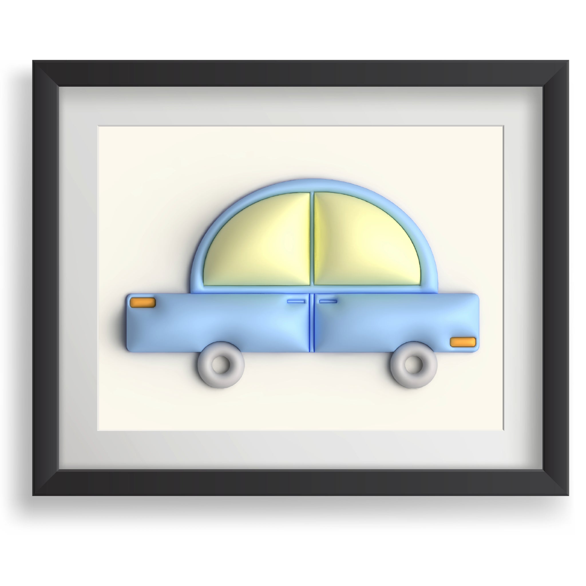 Blue car in yellow Poster