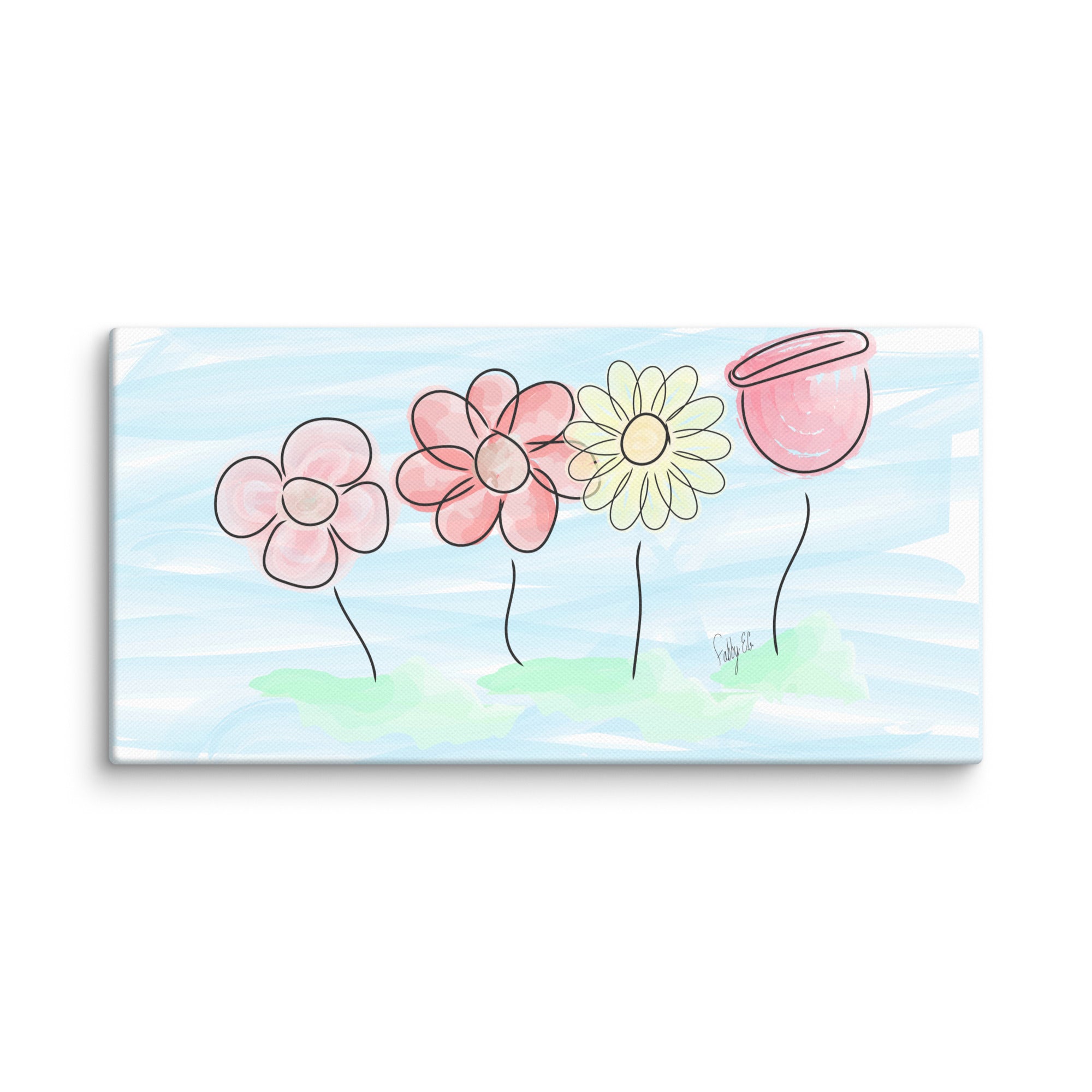 Buying myself four flowers canvas print