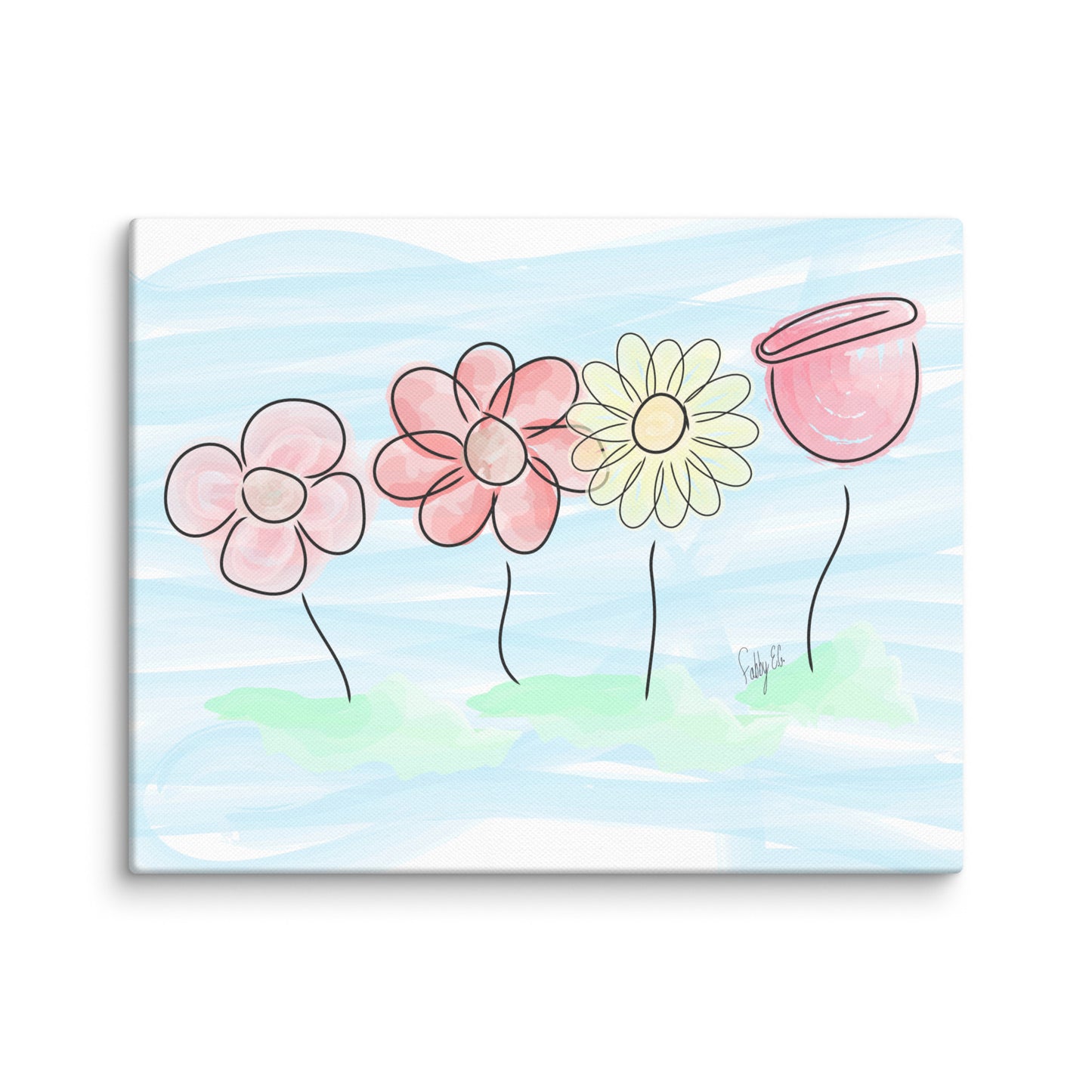 Buying myself four flowers canvas print