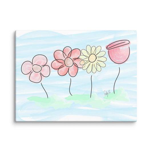 Buying myself four flowers canvas print