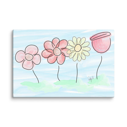 Buying myself four flowers canvas print