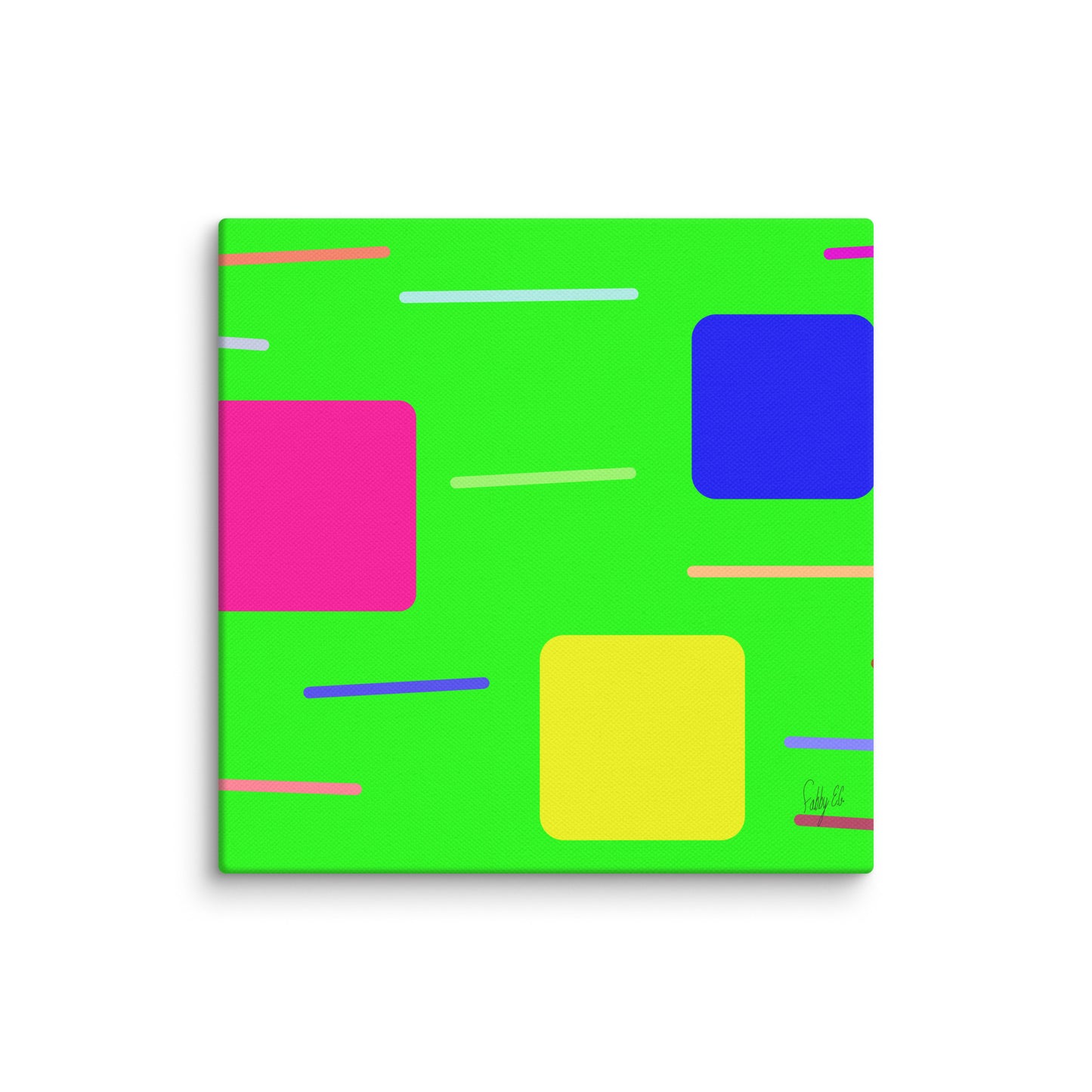 Time zone in a square green canvas print