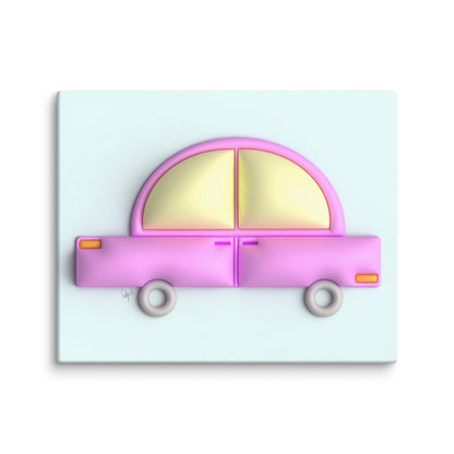 Pink car in blue canvas print