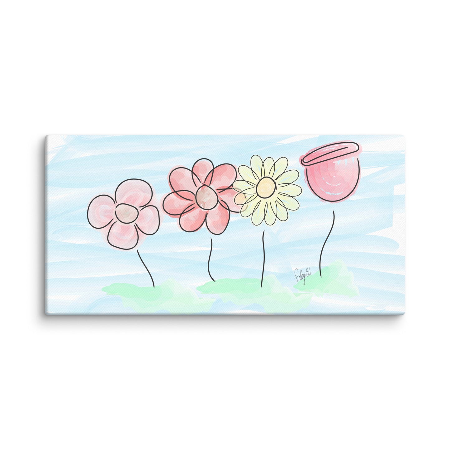 Buying myself four flowers canvas print