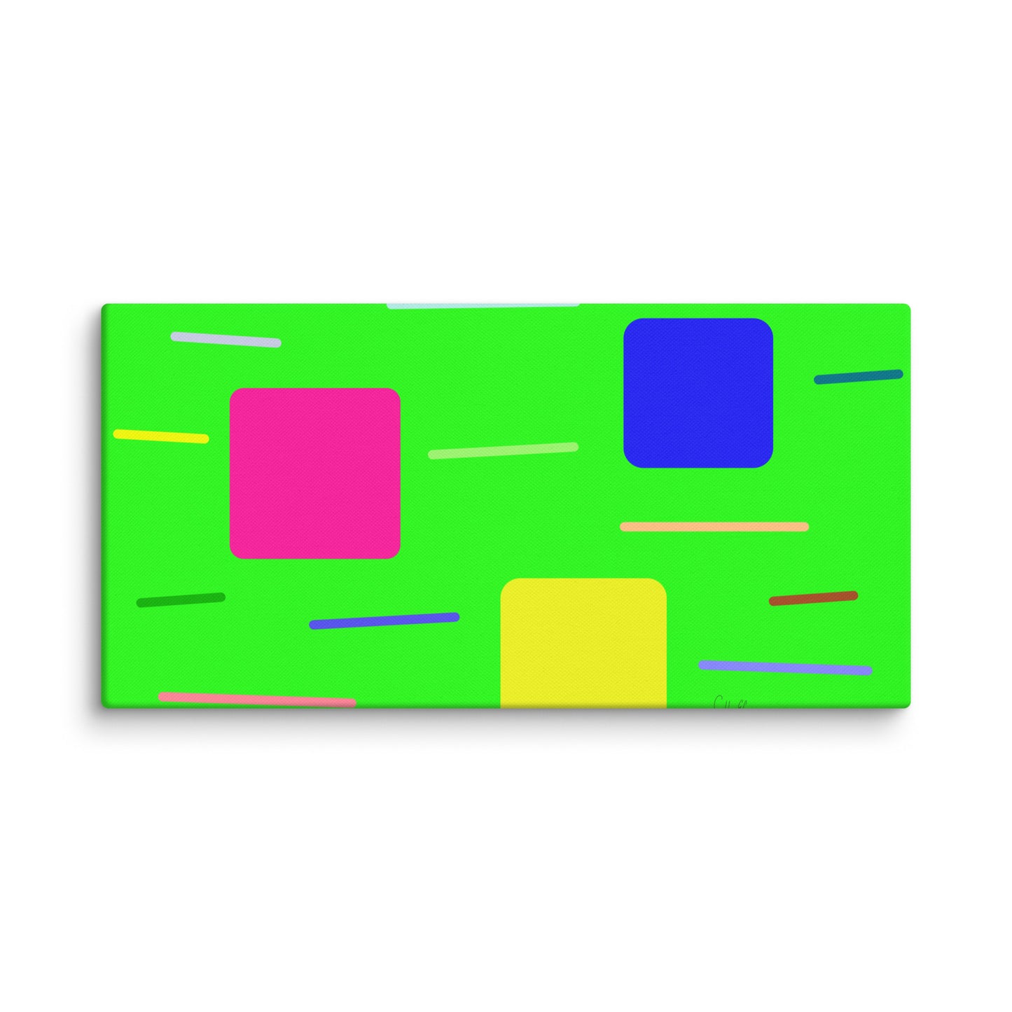 Time zone in a square green canvas print