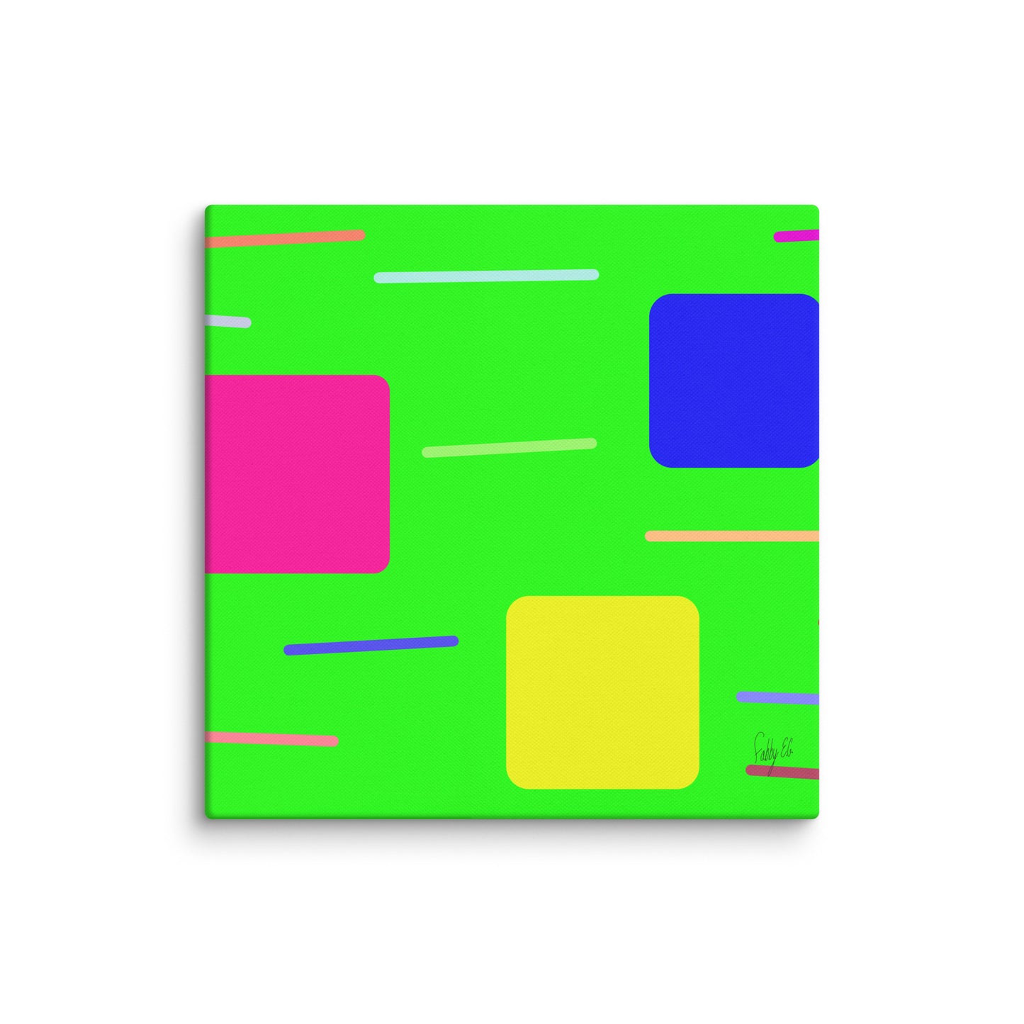 Time zone in a square green canvas print