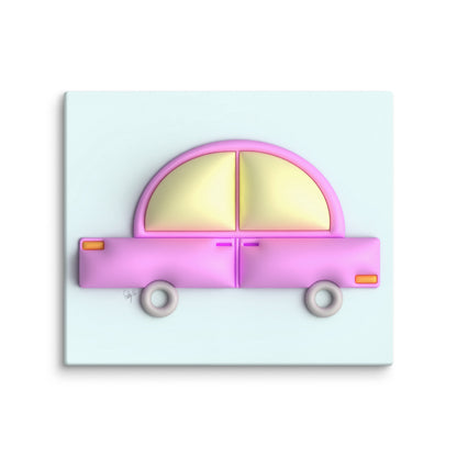 Pink car in blue canvas print