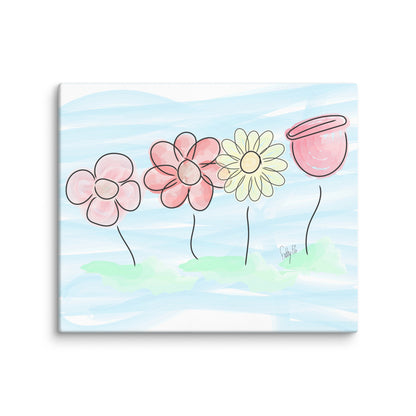 Buying myself four flowers canvas print