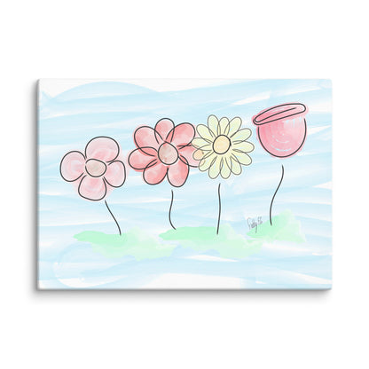 Buying myself four flowers canvas print