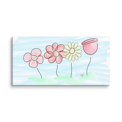 Buying myself four flowers canvas print