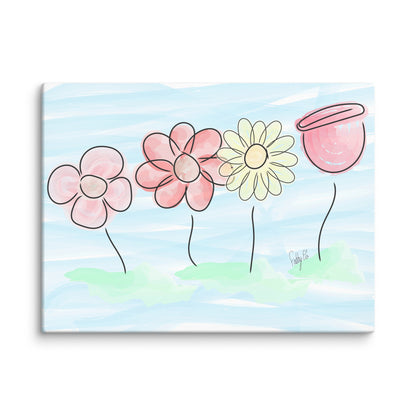 Buying myself four flowers canvas print