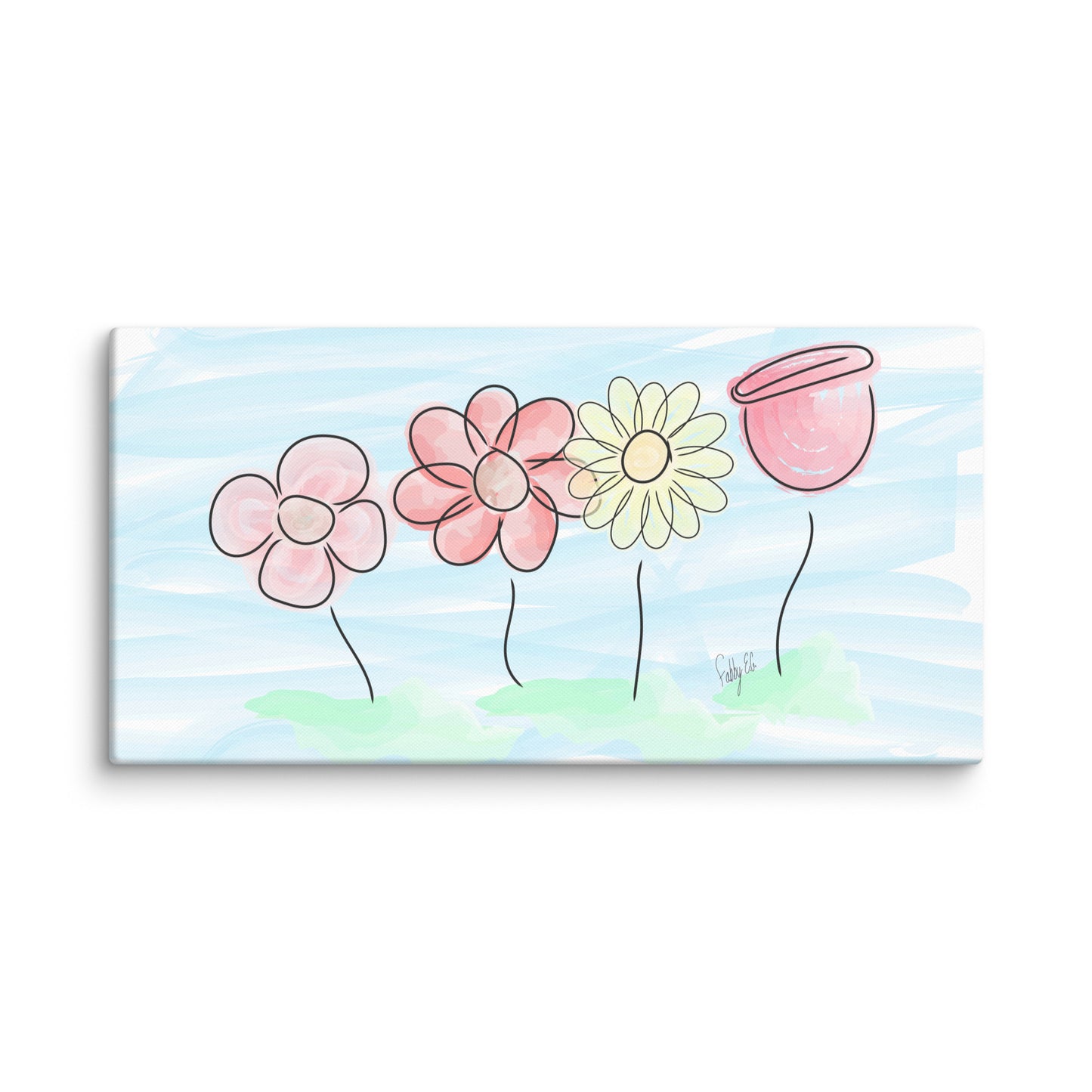 Buying myself four flowers canvas print