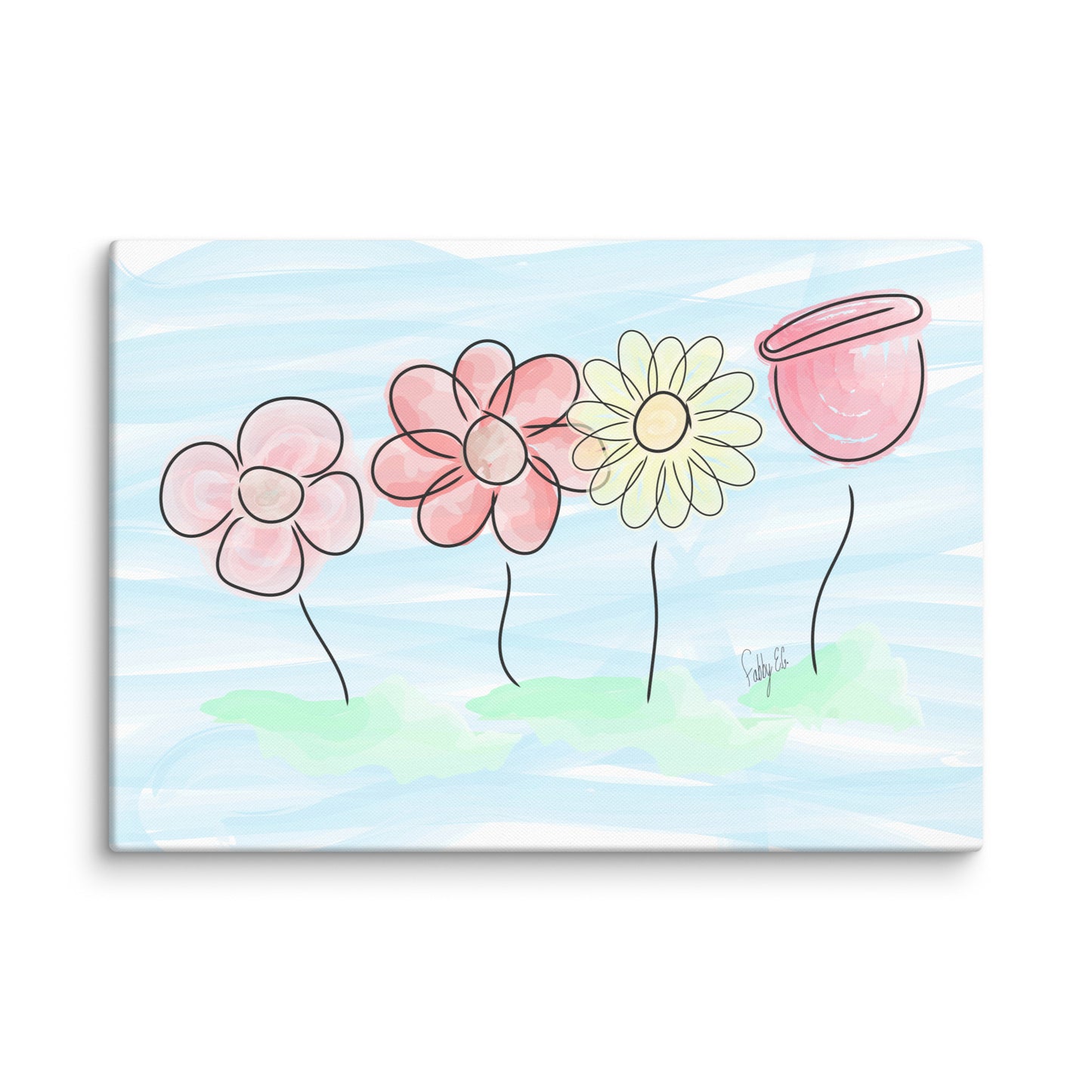 Buying myself four flowers canvas print