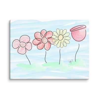 Buying myself four flowers canvas print