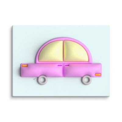 Pink car in blue canvas print