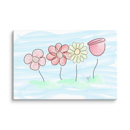 Buying myself four flowers canvas print