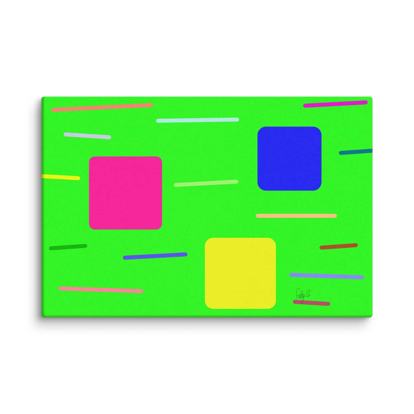 Time zone in a square green canvas print