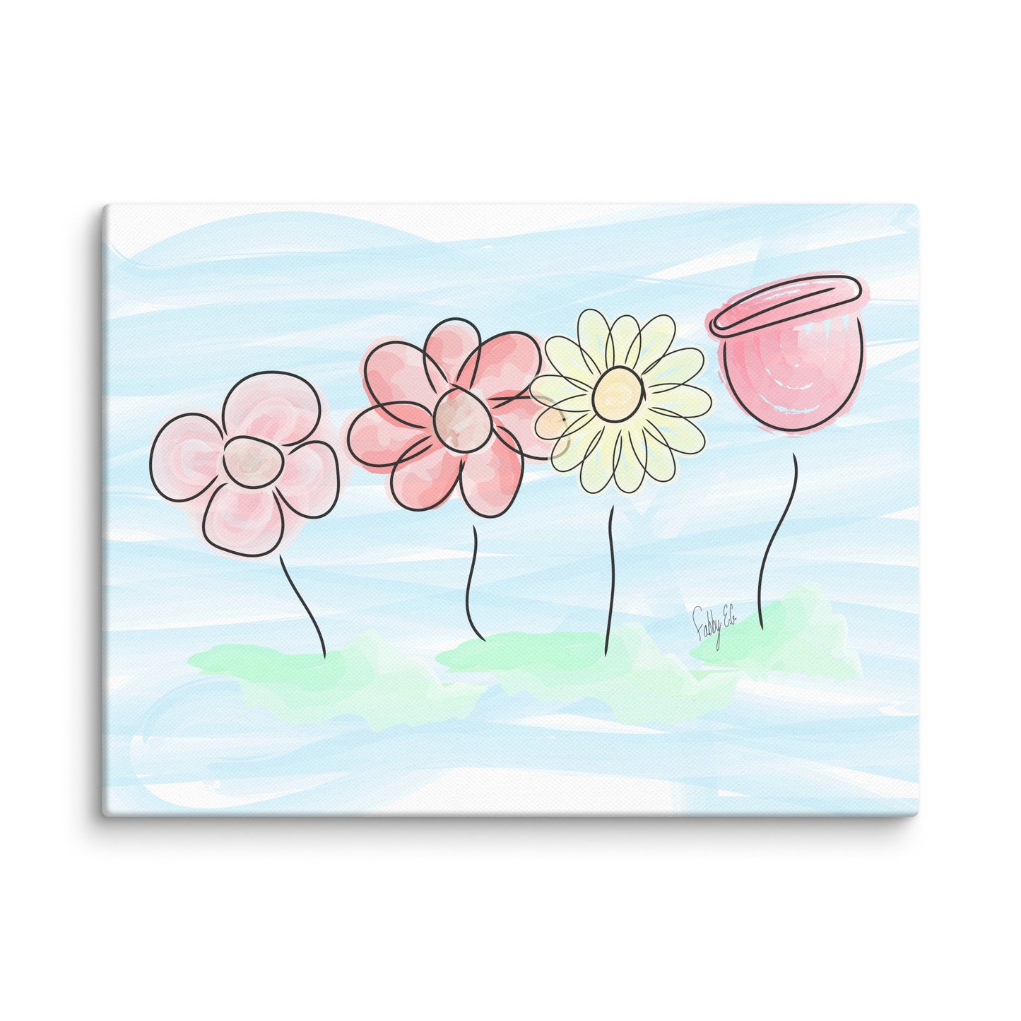 Buying myself four flowers canvas print