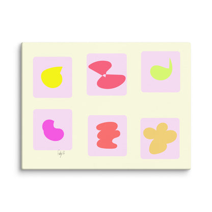 Pink squares in motion canvas print