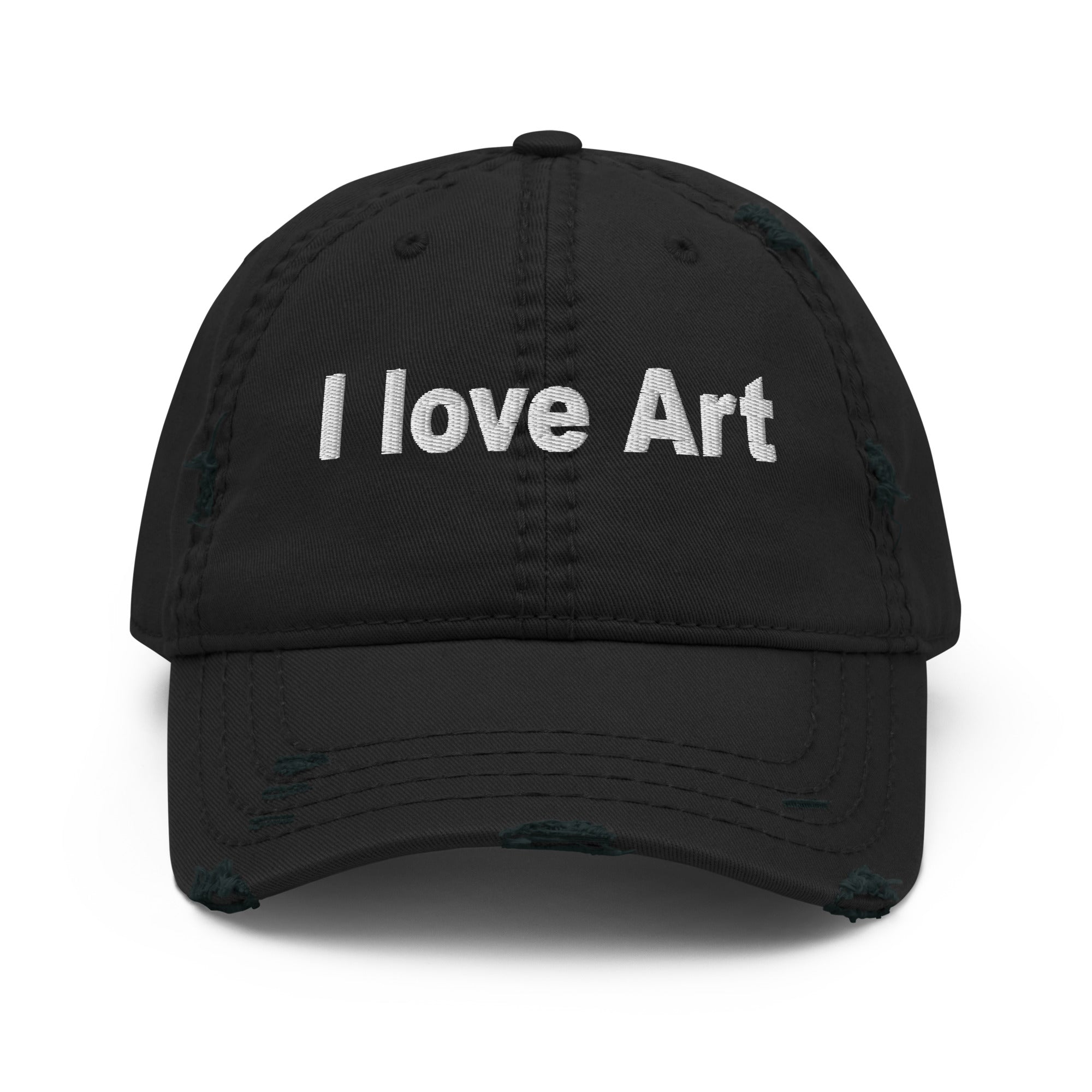 I love art, embroidery Distressed hat