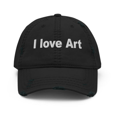 I love art, embroidery Distressed hat