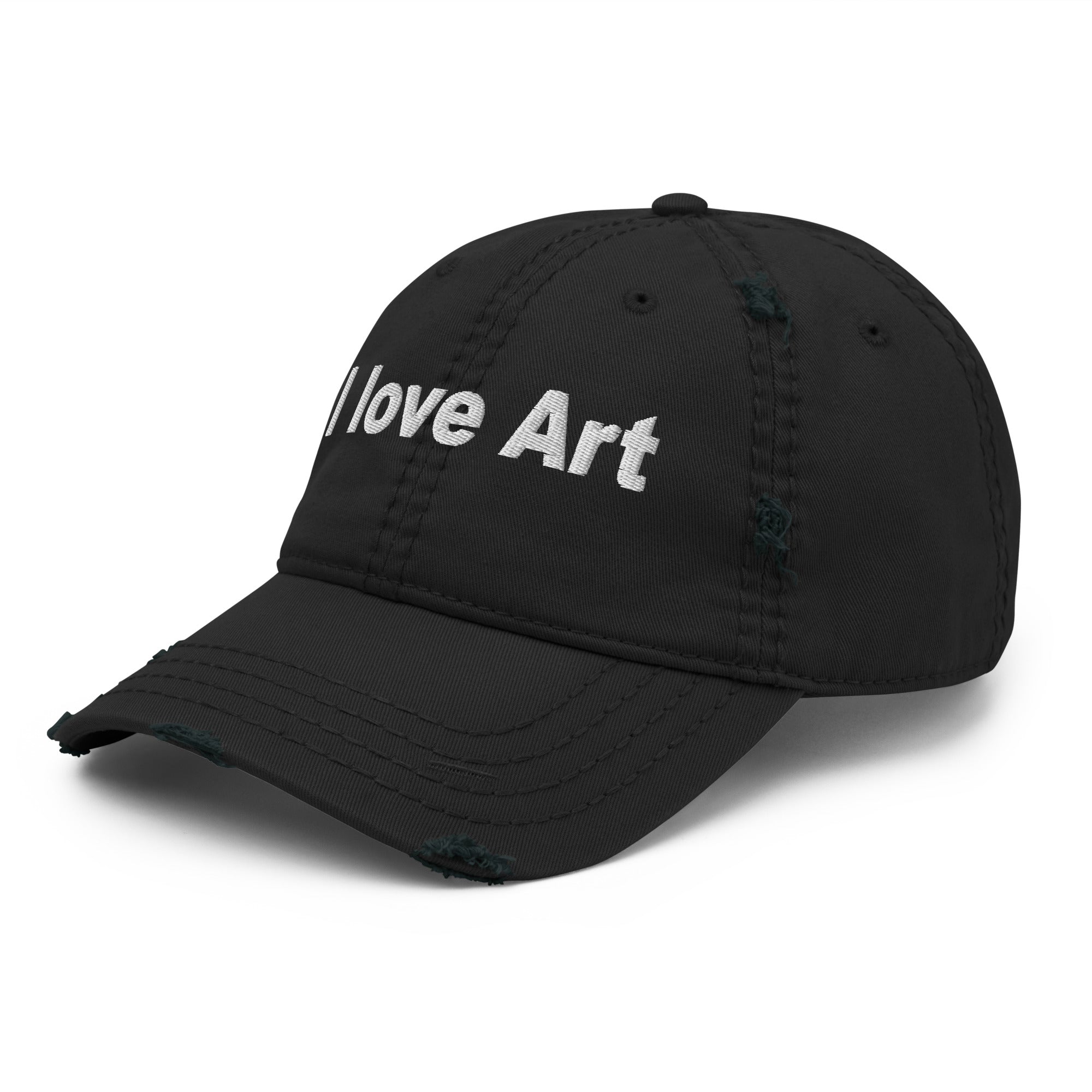 I love art, embroidery Distressed hat