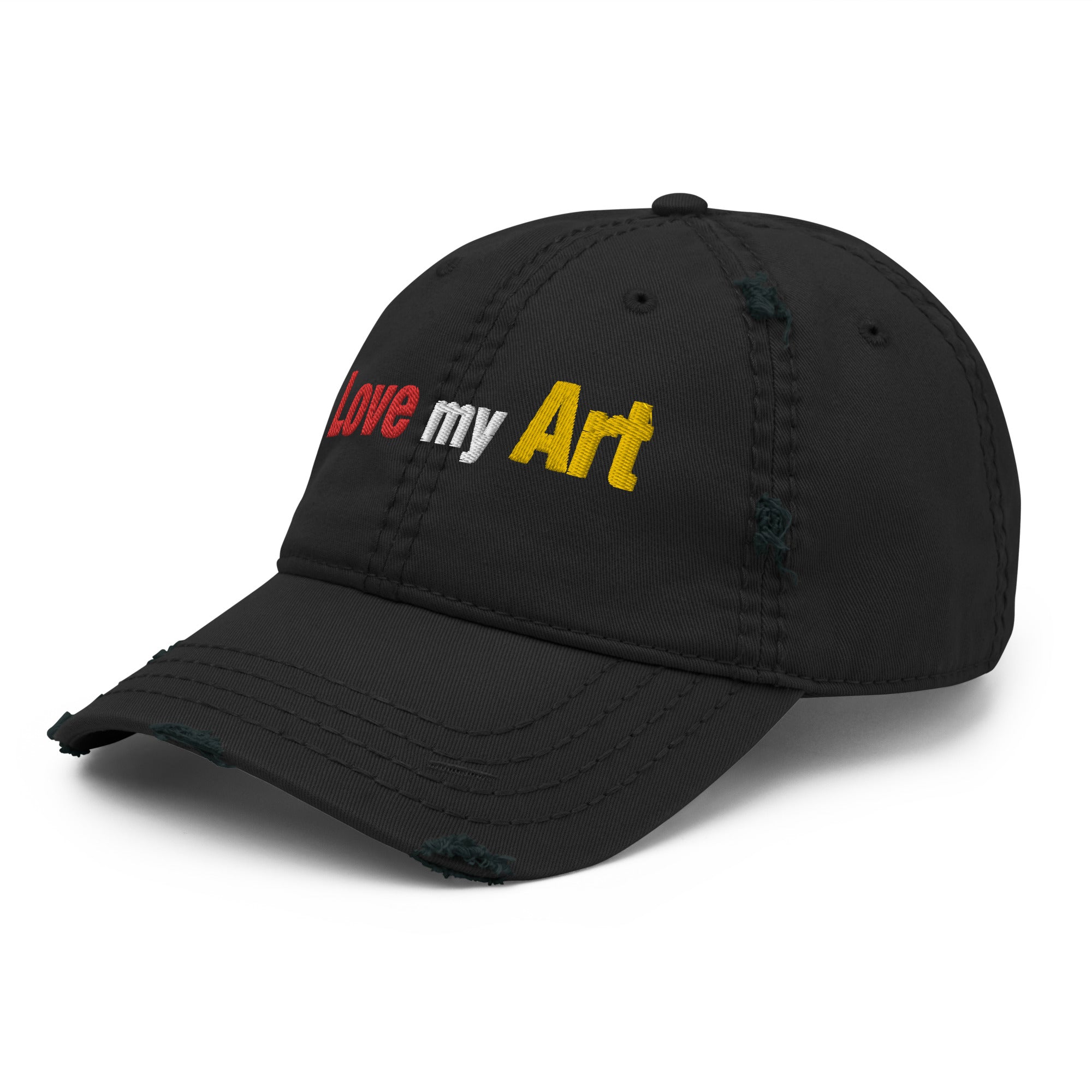 Love my art, embroidery Distressed hat