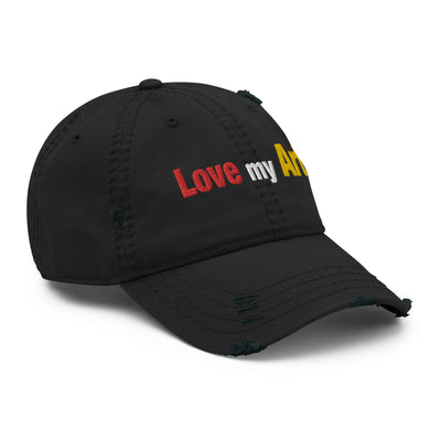 Love my art, embroidery Distressed hat