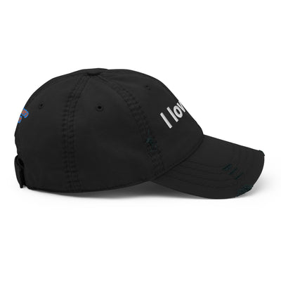 I love art, embroidery Distressed hat