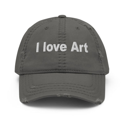 I love art, embroidery Distressed hat