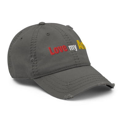 Love my art, embroidery Distressed hat
