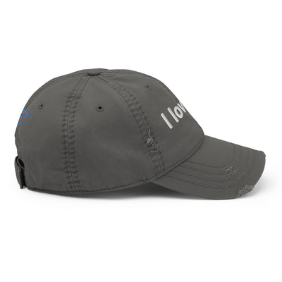 I love art, embroidery Distressed hat