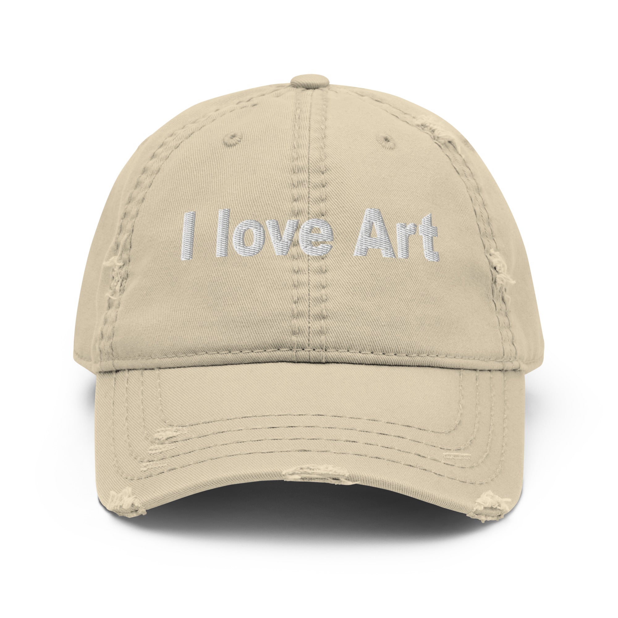I love art, embroidery Distressed hat