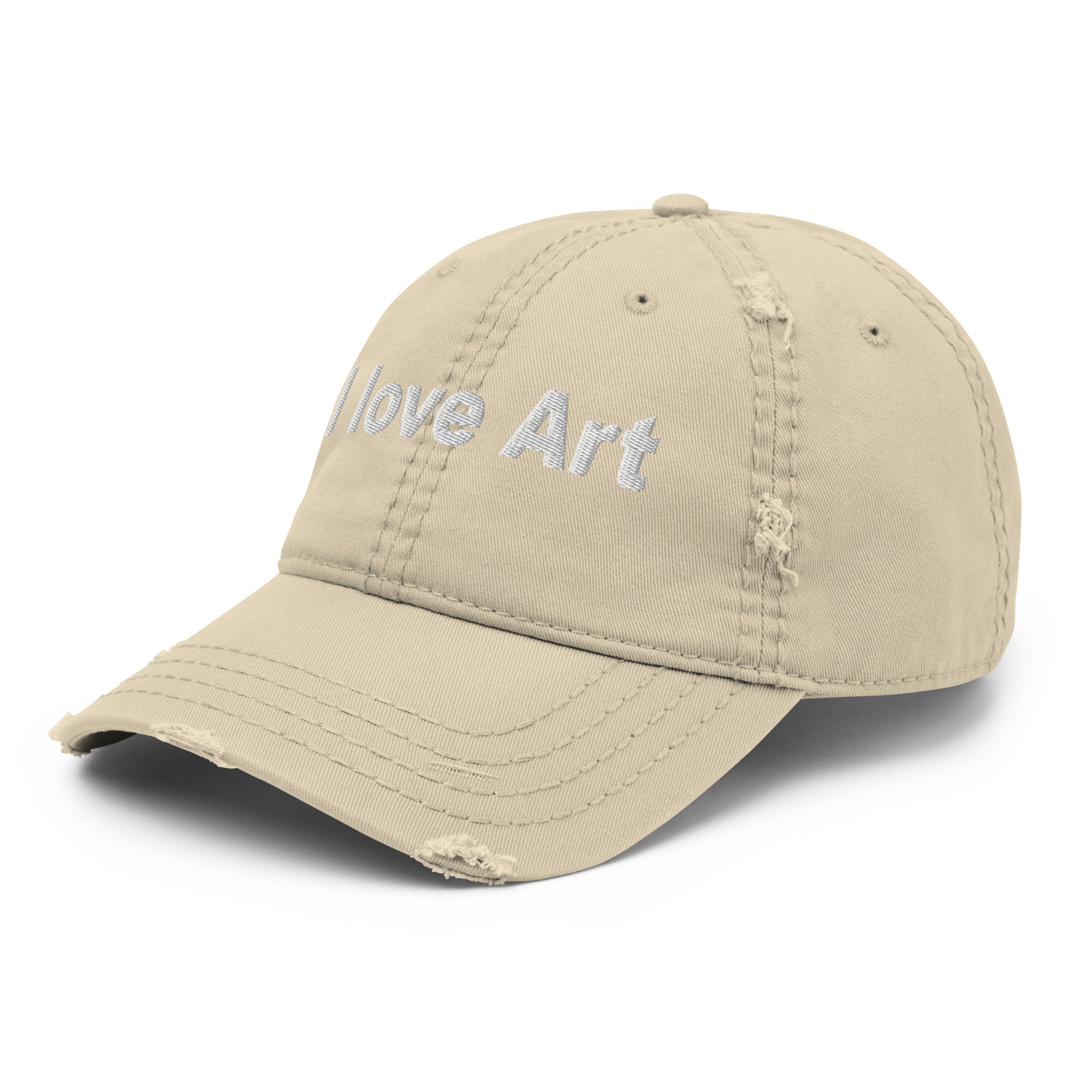 I love art, embroidery Distressed hat