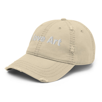 I love art, embroidery Distressed hat
